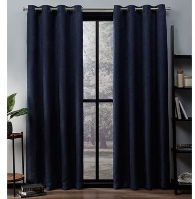 ATI Home Oxford Textured Sateen Room Darkening Blackout Grommet Top Curtain Panel Pair