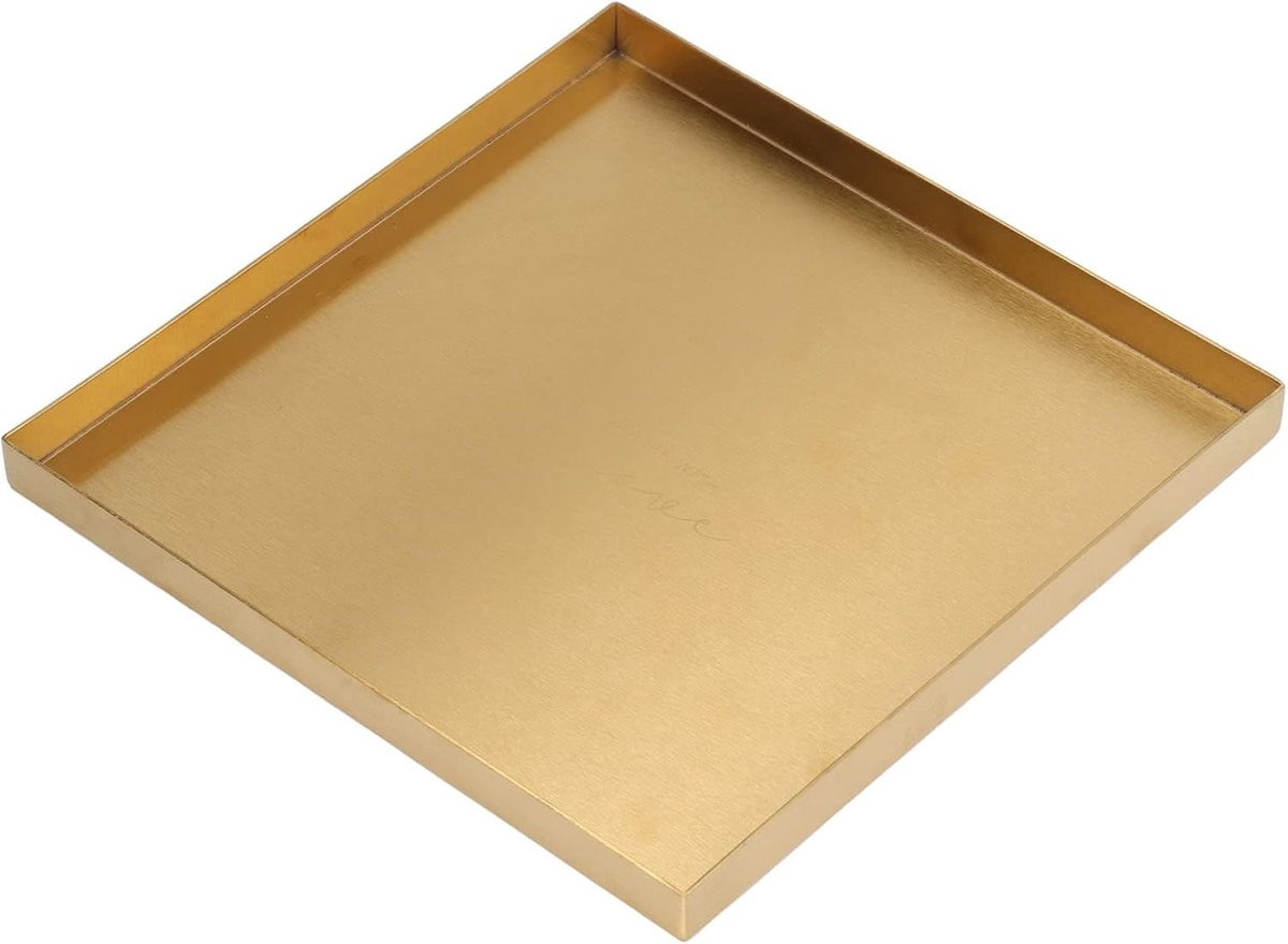 Decoratieve Vierkante RVS Tray van 20 cm - Sieradenplateau, Make-up Organizer en Opbergschotel voor Badkamer en Vanity
