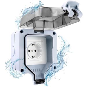 Poppstar Steckdose IP66, Aufputz, 1-fach, grau, Feuchtraum, waagerecht