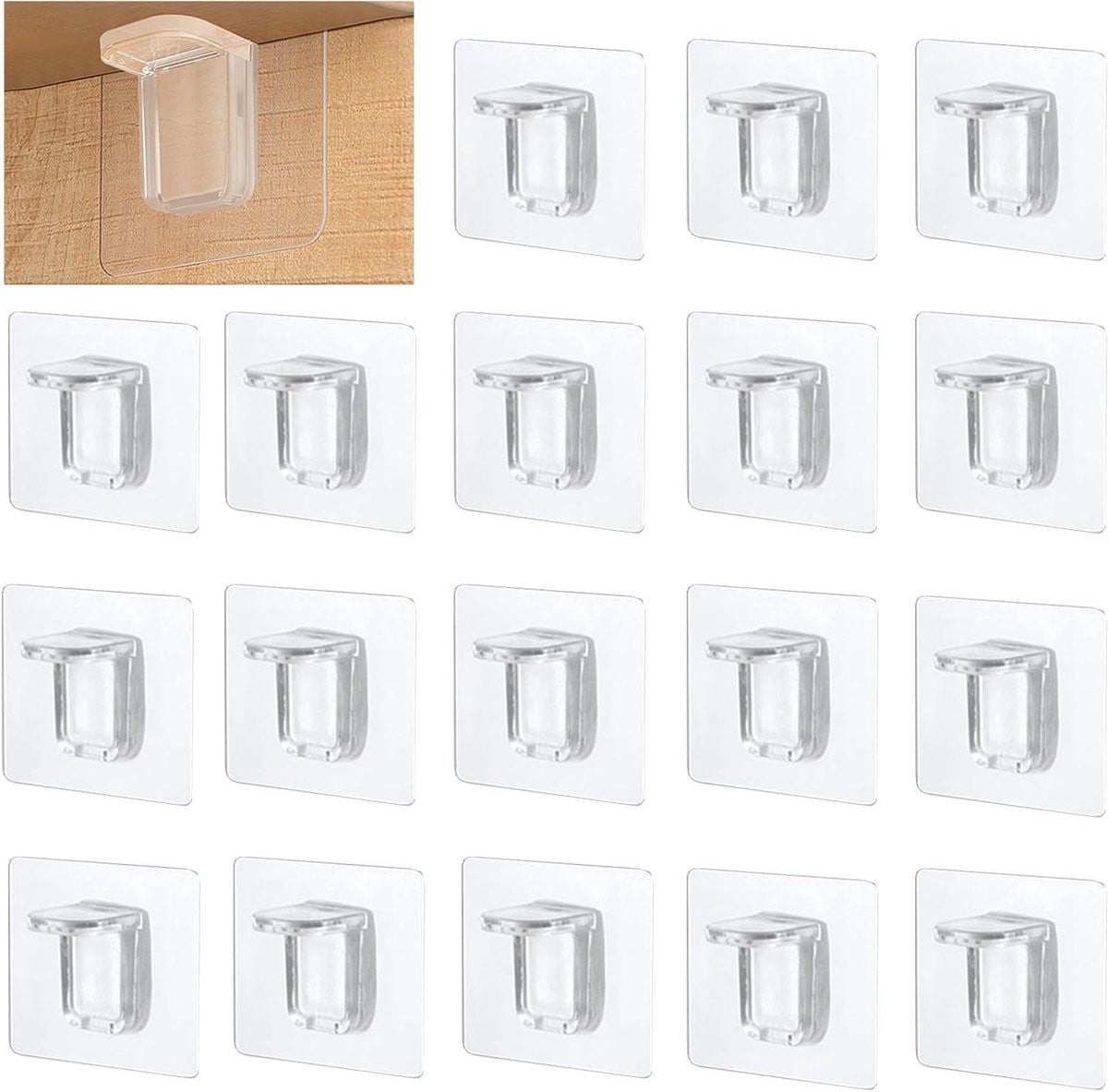 18 stuks Zelfklevende Plankhouders Transparant - 7 x 7 cm