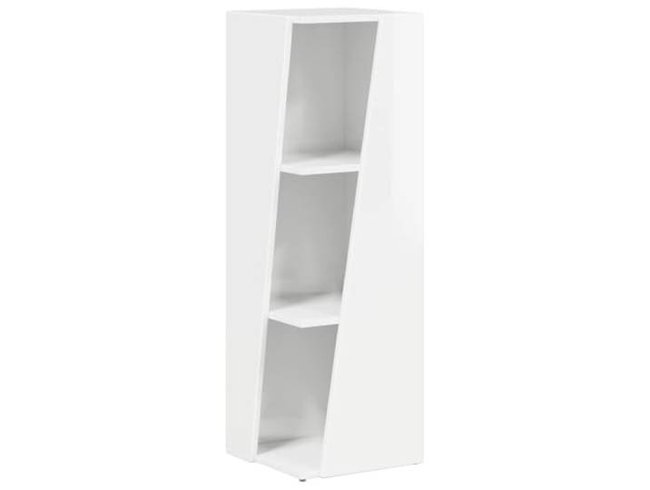 KGFHERENB Seitenregal Hochglanz Weiß 33x32x100,5 cm Standregal Kompaktes Eckregal für Wohnzimmer und Schlafzimmer. Stabile Bauweise mit Bodenschonern und 15 kg Belastbarkeit je Boden.