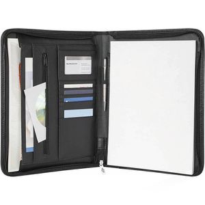 Wedo Schreibmappe 5854301, Elegance, schwarz, Kunstleder/Nylon, mit Reißverschluss, inklusive Schreibblock, A4