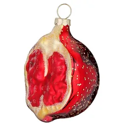 Inges Magic & Goodz Christbaumschmuck Glas 6,5cm Granatapfel Figur Handbemalt Weihnachtsbaum Anhänger Weihnachten Christbaumanhänger Weihnachtsbaumschmuck Frucht Obst Rot