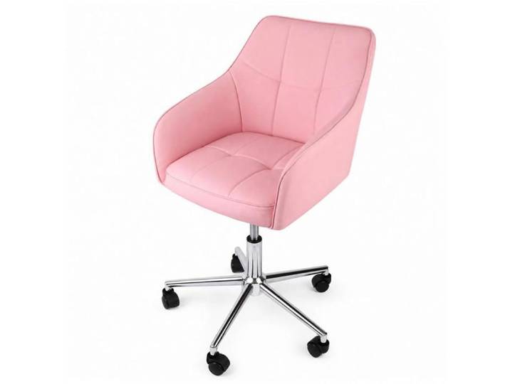 Fauteuil de bureau ergonomique-MENGDA-Chaise coiffeuse-Siège pivotant-Capacité 120 kg-Pour domicile et bureau-Rose