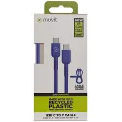Muvit USB-C zu USB-C-Kabel for Change Blau 0,2 m (0.20 m, 60 W), USB Kabel
