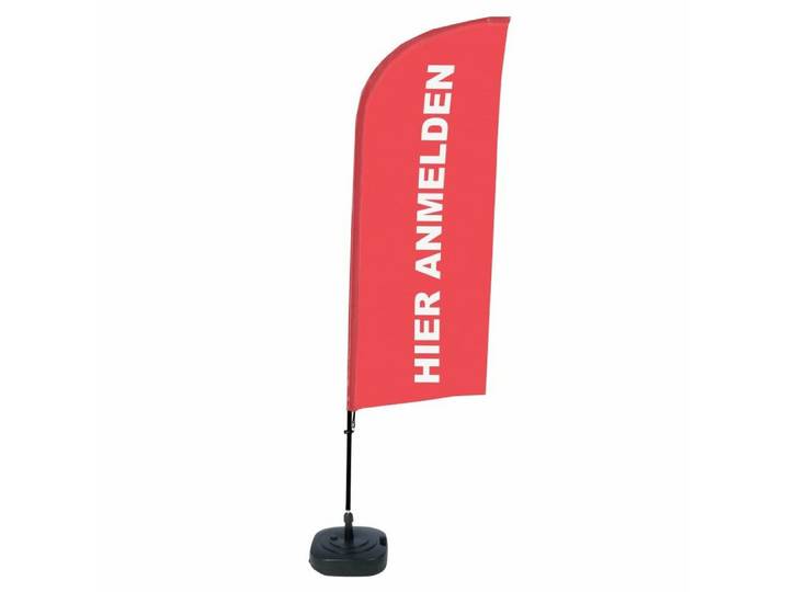 Showdown Displays Standregal Beachflag - Komplett-Set - Hier Anmelden Deutsch - Rot/Schwarz, 1-tlg.