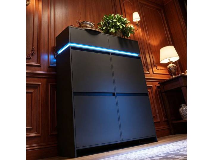 Meuble à Chaussures avec LED 20 Paires 4 Abattants