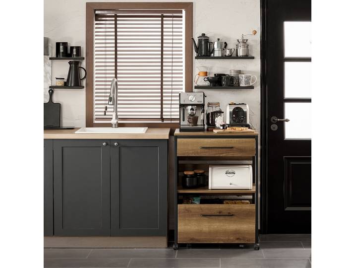 Chariot de service SoBuy FKW118-PF avec 1 rangement amovible, chariot de cuisine sur roulettes, chariot de bar