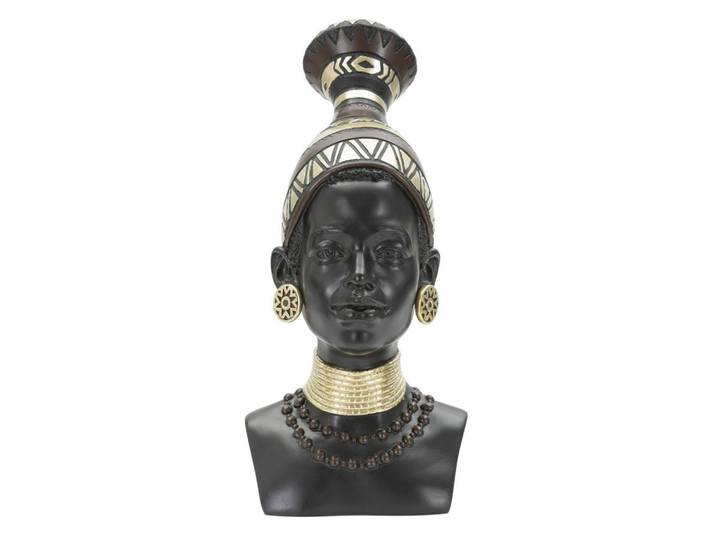 Skulptur Massai Woman Tribe schwarz, goldfarben, B: 23 cm