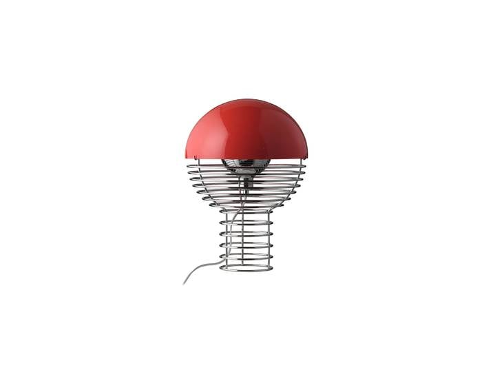 Verpan - Lampe de table Wire - Rouge - Acier chromé - Designer Verner Panton