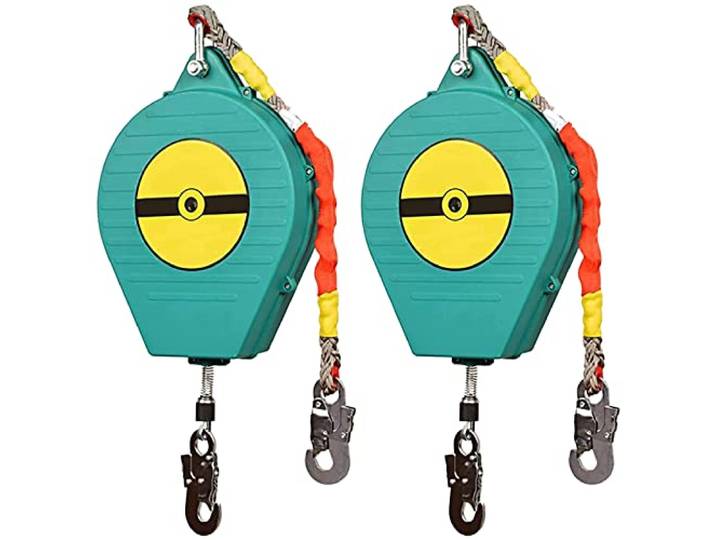 3-20m Höhensicherungsgerät Einziehbare Absturzsicherung Abseilgerät mit Doppelbremssystem, Fallschutz Abseilgerät für Dach und Luftarbeiten - Belastung: 150kg, 2PC