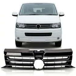 Kühlergrill Schwarz glänzend mit Chromstreben passend für VW Transporter T5.1