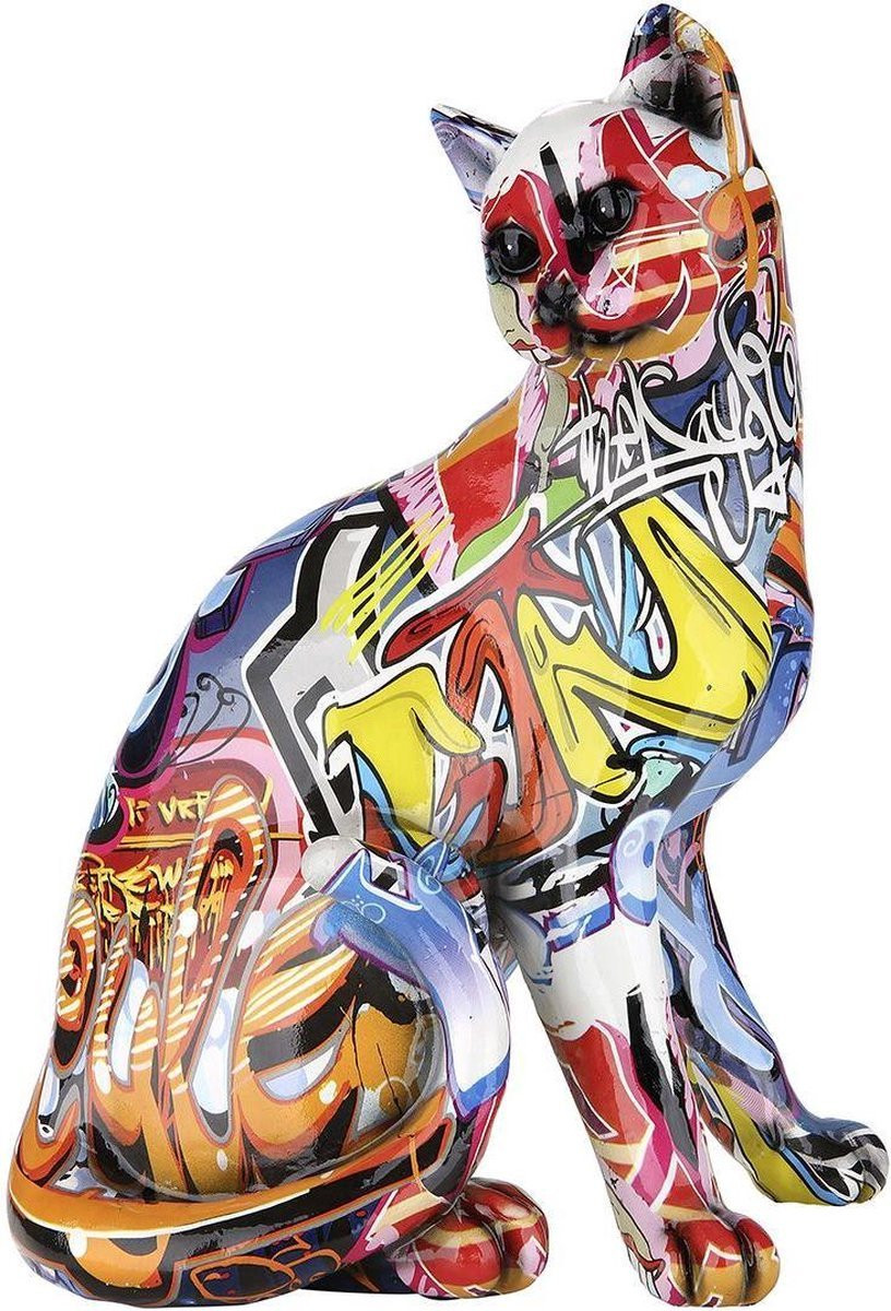 Pop art kat sculptuur graffiti decoratie - Polystone - 29 x 23 cm