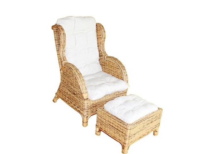 Sedex Ohrensessel Rattansessel inkl. Hocker und Polster Honig