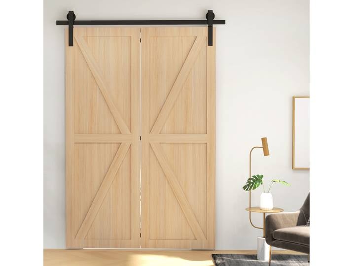 HOMCOM Kit Rail Porte Coulissante Acier 152,5 cm 2 Portes