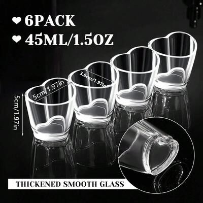 Inspire Select 6 Pcs Heart Shaped Acrylic Shot Glass Set Mini Tequila, Whiskey & Party Shot Cups, 1.7 Oz clear 6 Pcs