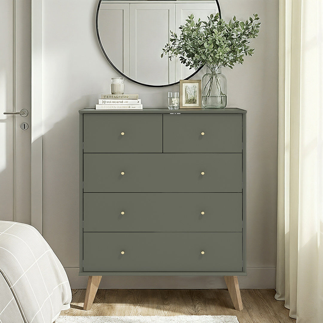 George Oliver Abby 5 Drawer Chest Kale Green 96.7cm H X 73cm W X 39.7cm D