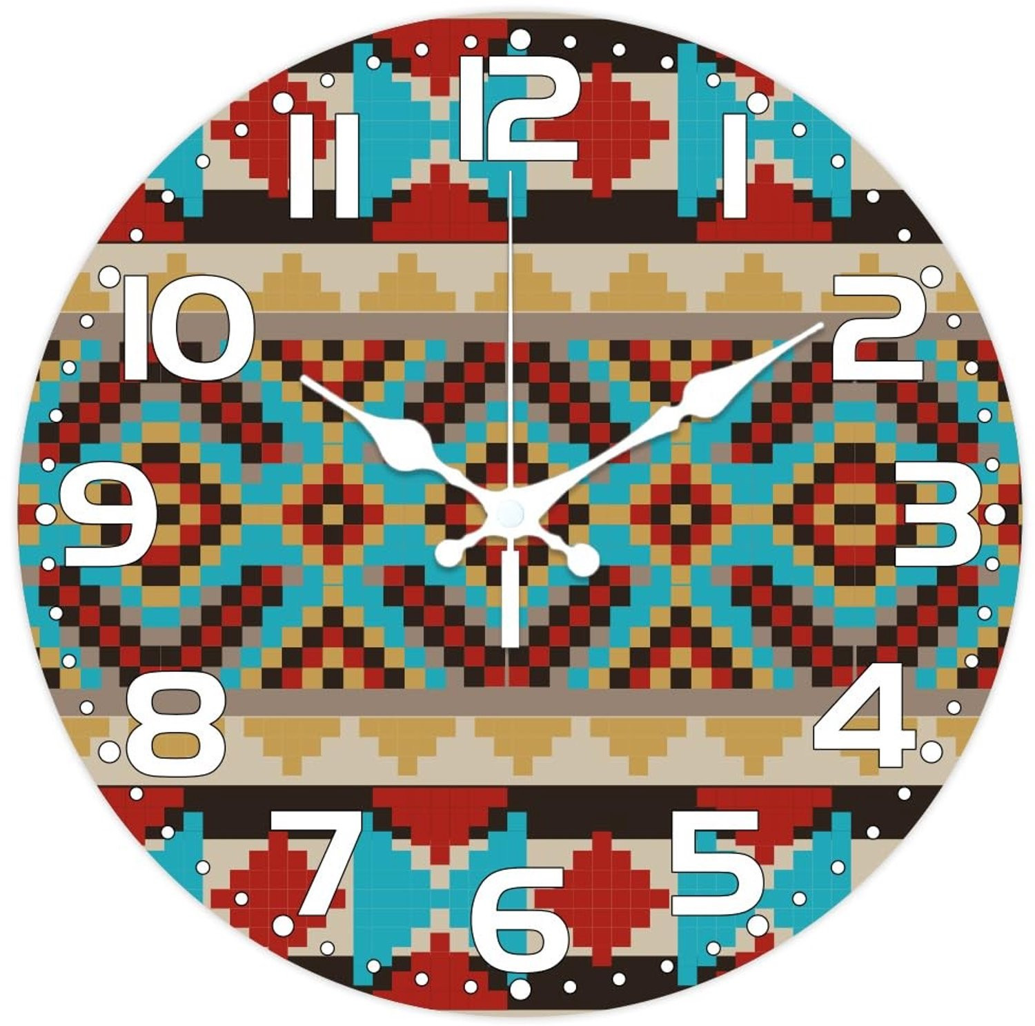 Azteekse Wandklok met Stille Werking, Diameter: 30 cm