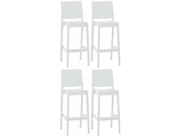 CLP Barhocker 4er Set Kunststoff weiß, Weiß, 45x105x51 cm, Esszimmer, Barmöbel, Barhocker