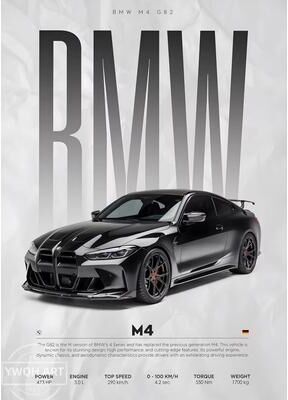 Inspired Finds Black Famous Cars Canvas Wall Art Print For Modern Home Decoration, Automotive Racing Poster m4 G82 Black Side 19.69x27.56in Unframed