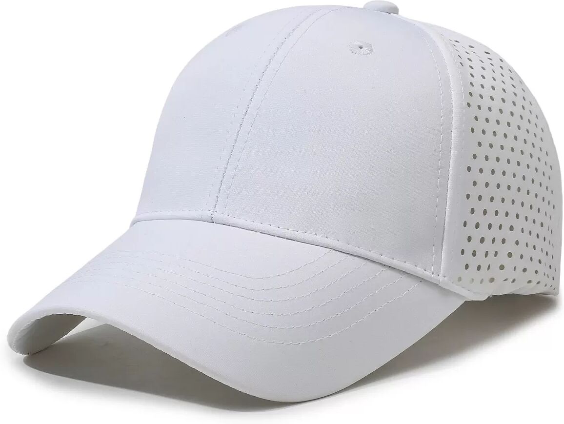 INF Schnell-trocknende Polyester-Basecap – Atmungsaktiv, Sonnenschutz mit breitem Schweißband und verstellbarem Sitz Weiß