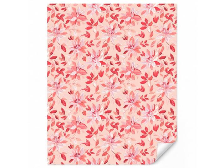 OnlyWow Tapete - Botanisch - Blumen - Rot - 180x220 cm, Koralle, Papier, Rechteckig, 180x220 cm, Tapeten & Wandverkleidungen, Vliestapeten