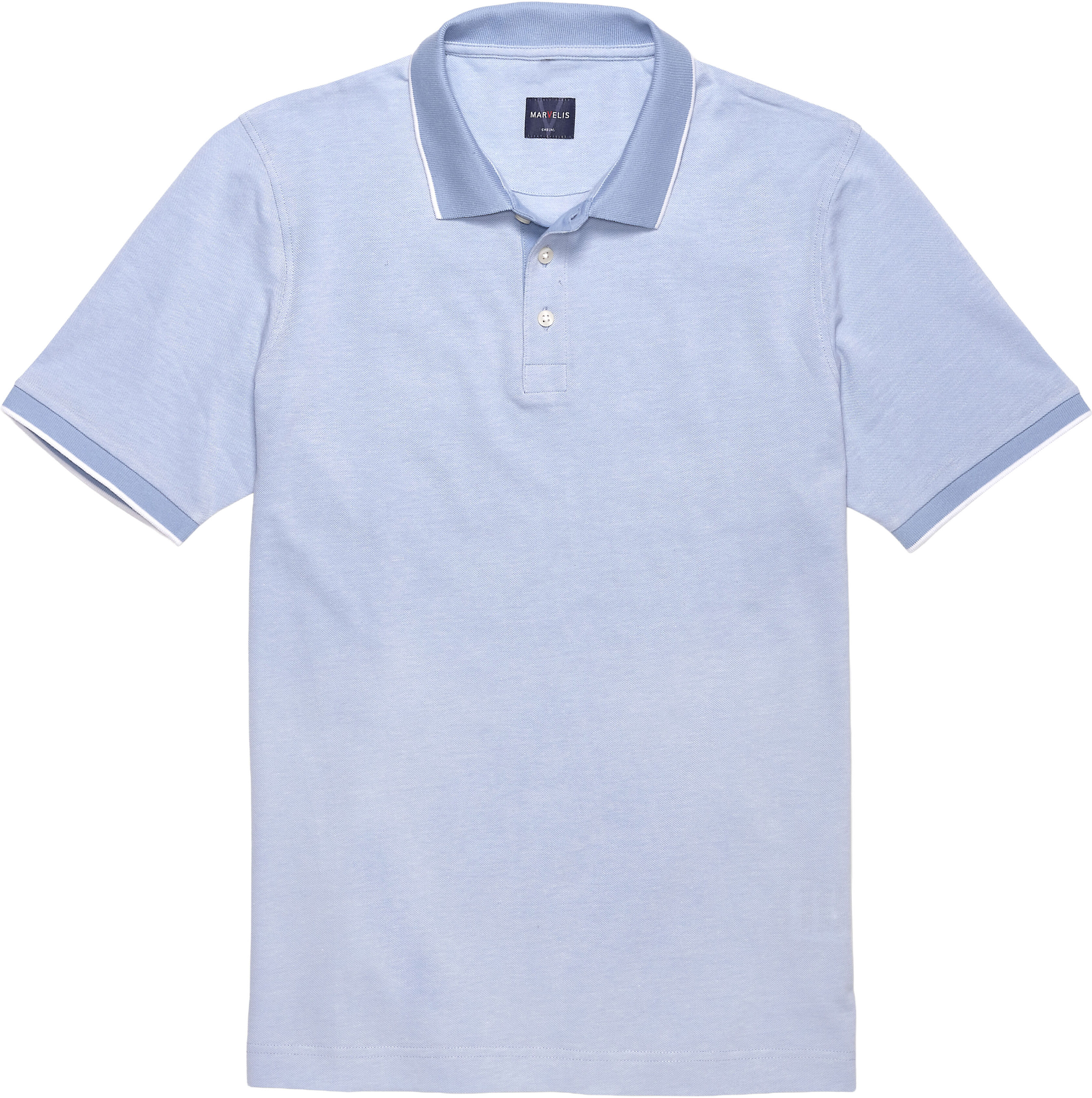 Poloshirt MARVELIS, Herren, Gr. L, blau (ozon), Obermaterial: 100% Baumwolle, regular fit normal, Bündchen, Shirts Poloshirt, meliert, leicht tailliert ozon L