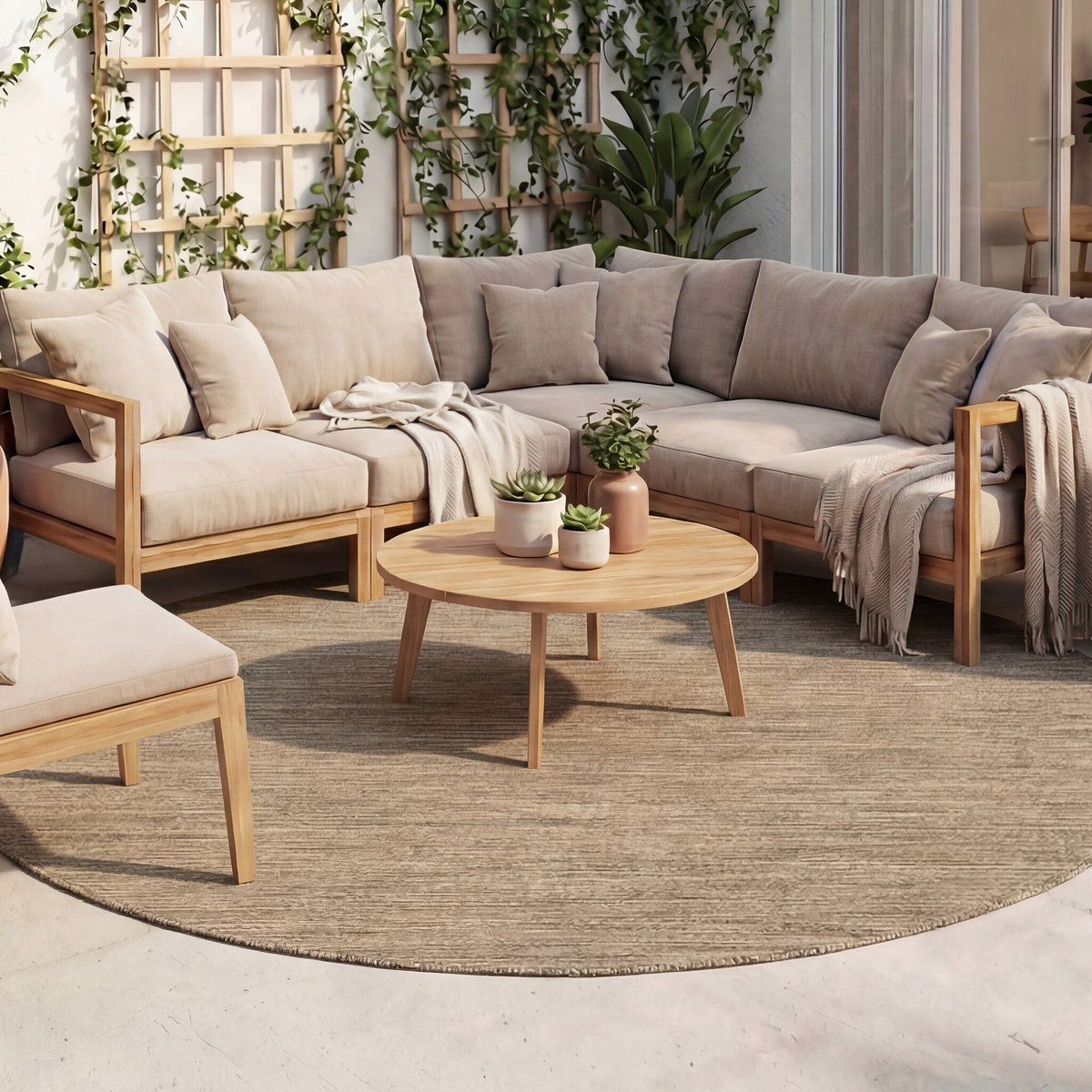 FRAAI Rond buitenkleed Malta Melange Naturel Ø 100 cm