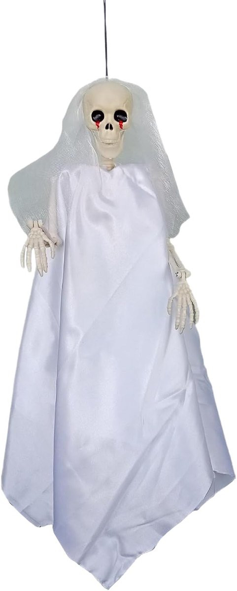 Wit Spookfiguur Geestbeeldje voor Halloween Decoratie Hoogte: 27 cm