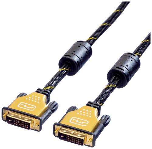 Roline DVI Anschlusskabel DVI-D 24+1pol. Stecker 1.00 m Schwarz, Gold 11.04.5511 Geschirmt, schraubbar DVI-Kabel