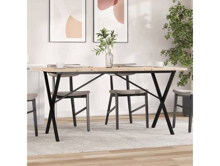 NEW 2026  Table de repas(1 pc) - 4/6 personnes - cadre enx160x80x75 5 cm bois pin massif acier L645