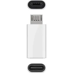 AccuCell Adapter USB 2.0 Micro-B auf USB-C weiß, zum Verbinden eines Micro-USB Gerätes mit einem USB-C Kabel