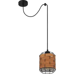 Pendelleuchte Esstischlampe Hängelampe Holzoptik Wohnzimmer, Gitter Optik, 1x E27, DxH 15 x 200 cm