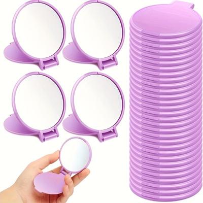 Fusion Finds Portable Foldable Makeup Mirror Set Travel Pocket Cosmetic Mirror a Purple