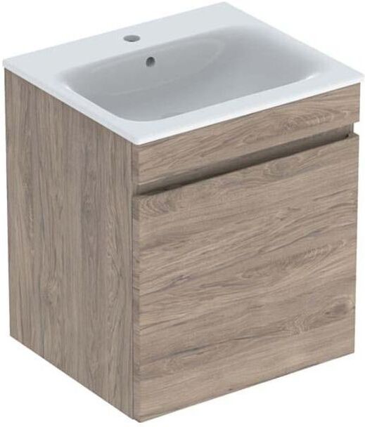 Geberit Renova Plan Möbel-Waschtisch-Set 501914JR1 55x62,2x48cm, Korpus nussbaum beschichtet, Waschtisch weiß