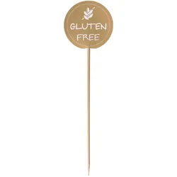 VEPATIM 100 Kennzeichnungspicker Deko-Picker "Glutenfrei" 12 cm braun