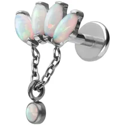 Titan Labret mit Push Fit LOTUSBLÜTE + SYNTHETISCHE OPALE