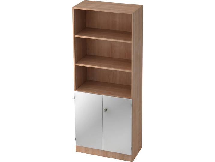 Aktenschrank Office silber, natur Holzwerkstoff, Alu Effekt B 80 cm H 200.4 cm - Aktenschrank