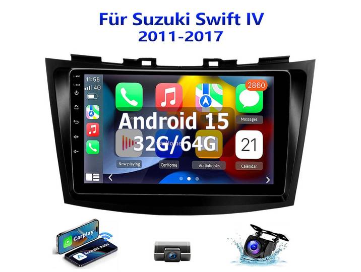 ESSGOO 9'' DAB+ Android 15 CarPlay Autoradio GPS NAV Für Suzuki Swift IV FZ Navigationsgerät (Apple Carplay Android Auto GPS Navi WIFI BT EQ)