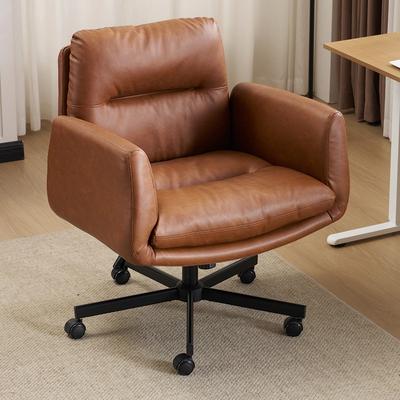 No PU Leather Cross-Legged Swivel Home Office Chair Task Chair With Flip-Up Armrests - N/A