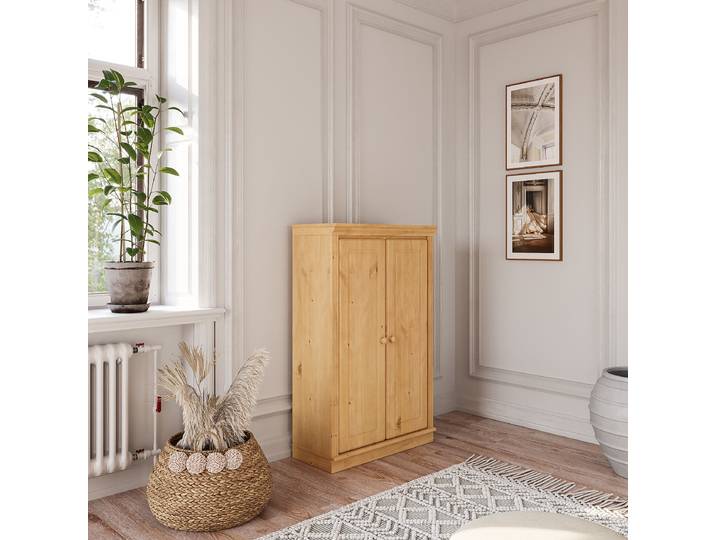 Massive Kommode 74 x 119 x 37cm Holz/Braun/Kiefer