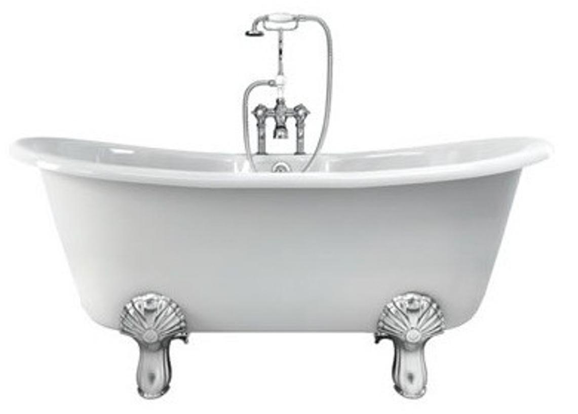 Casa Padrino Jugendstil Badewanne Naturstein freistehend 1700mm BCha Weiß - Freistehende Retro Antik Badewanne