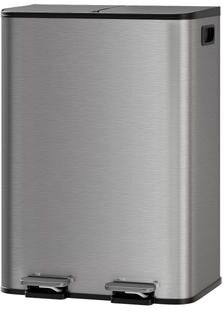 Garvee Large Stainless Steel Double Trash Can with Lid, Step-on Recycling Bin