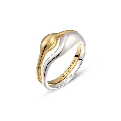 Ring-Set ELLI "Ring Ringset Duo Bicolor 925 Sterling Silber vergoldet" Gr. 58, bunt (zweifarbig), Fingerringe, Damen, 58, Silber 925 (Sterlingsilber)
