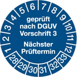 Dreifke® Prüfplakette DGUV Vorschrift 3 nächste Prüfung ab 2028, - 30 mm Folie selbstklebend, 10 St