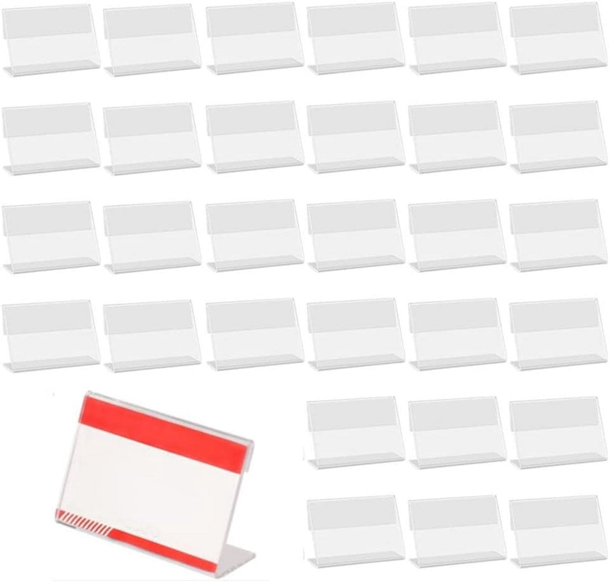 30 stuks Transparante mini-etikettenhouders voor prijskaartjes, 8 x 5 cm