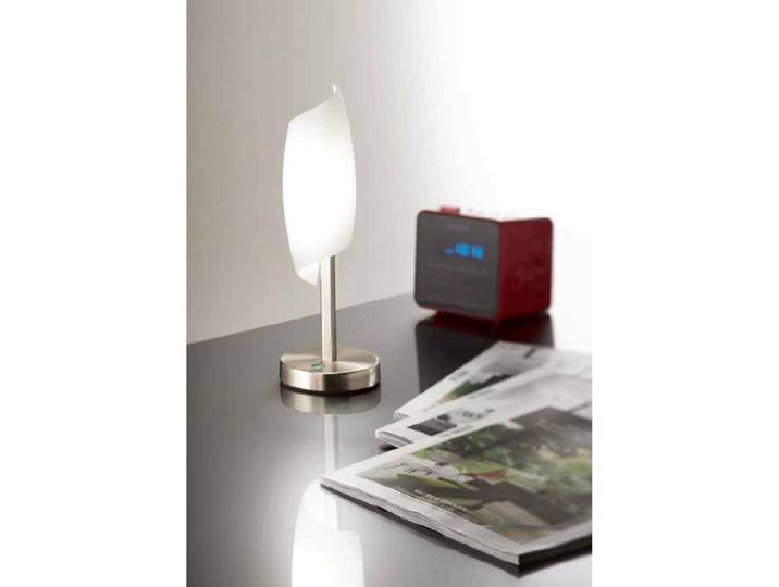 Tischlampe Roxie nickel, weiss Metall/Glas H 30 cm 720 lm - LED - Lichtfarbe: Warmweiss - Tischlampe- LED Energiesparlampe
