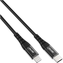 INLINE USB-C Lightning Kabel, für iPad, iPhone, iPod, schwarz/Alu, 2m MFi