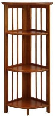 Casual Home Mission 4-shelf Corner Folding 100% Solid Wood Bookcase