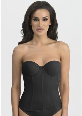 Plus Size Women's Brianna Low Back Strapless Longline Bra Intimate Apparel by Dominique in Black (Size 38 G)